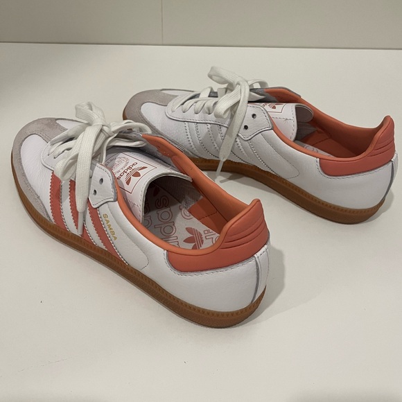Adidas Samba White and Coral Trainers - Picture 5 of 8